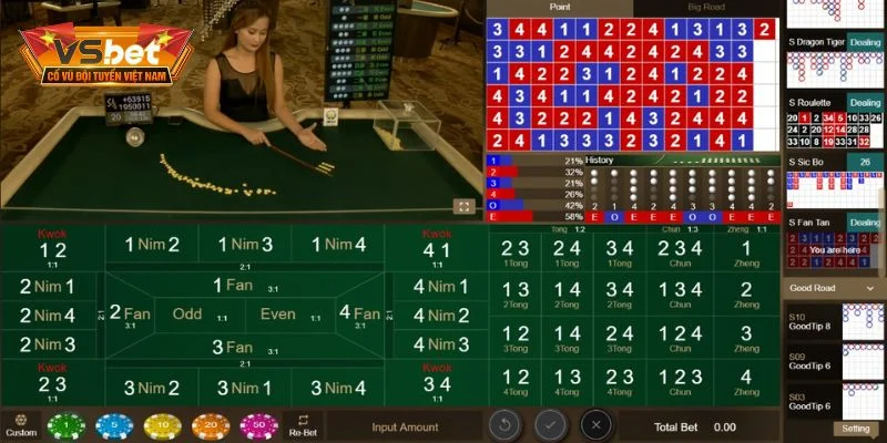 Fan Tan VSBET - Bí Kíp Chốt Cược Live Casino Bao Nổ 5 Fan Tan thu hút lượng lớn người tham gia